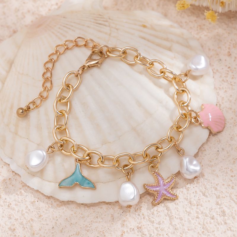 Gioielli Ocean Beach Wind Lega Stella Marina Set Accessori Piccola Collana di Perle Fresche Versatili_voghion.com