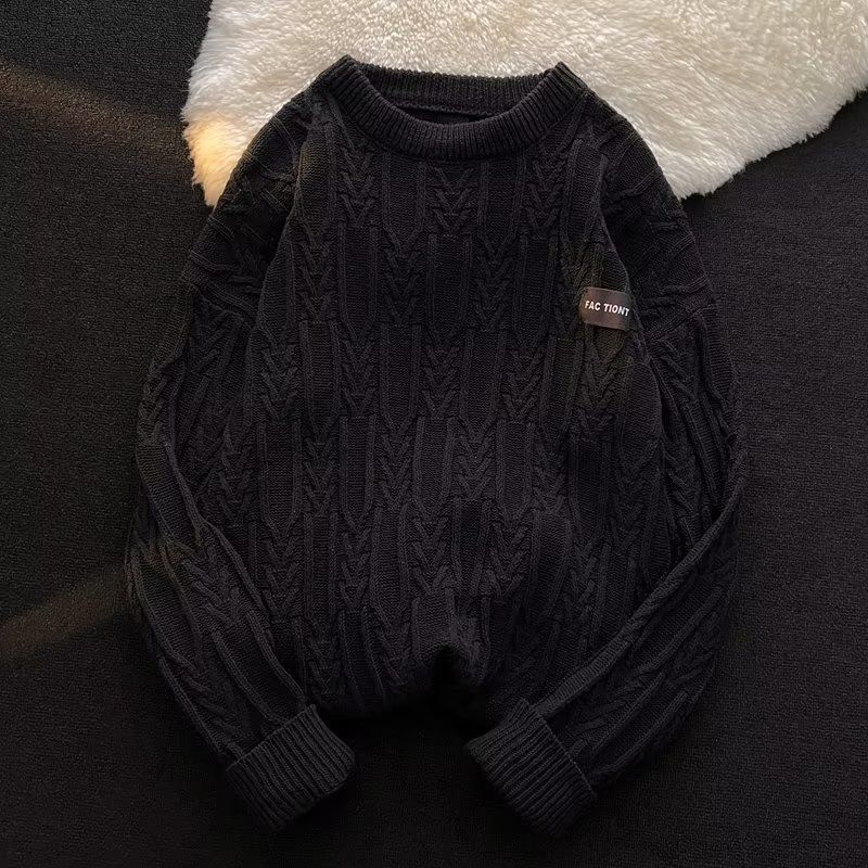 Zopfmusterpullover für Herren – Übergroßer Vintage-Pullover, wintertaugliche, lockere Passform mit strukturiertem Twist-Stich_voghion.com