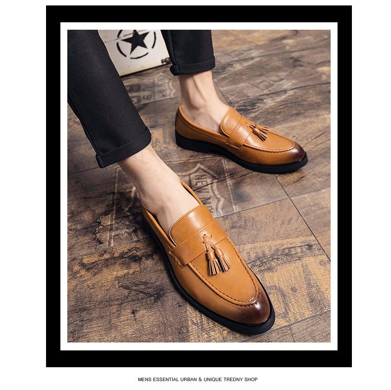 Miesten plus-koon tupsukuvioiset Brock-rennot slip-on-kengät_voghion.com