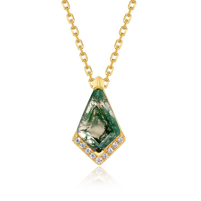 specialiseren in natuurlijke watergras agaat kettingset S925 zilver groene mos steen sleutelbeen ketting maatwerk_voghion.com