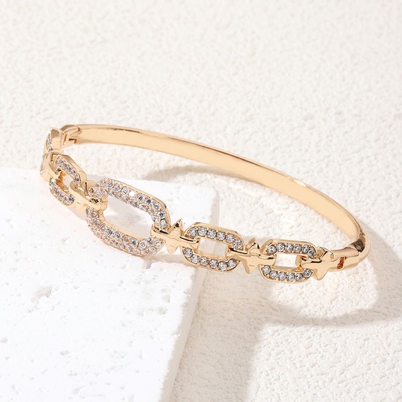 Women's Jewelry Elegant Cubic Zirconia Bracelet With Secure Clasp, Minimalist Luxury Design For Everyday Wear (Gold/Silver)_voghion.com