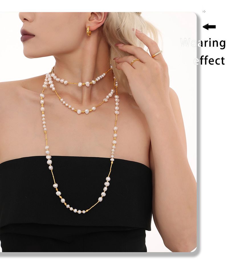 Fangtang Empress Dowager Danshui Pearl Long Sweater Chain Stainless Steel Starry Sky Charm Exquisite Necklace For Women_voghion.com