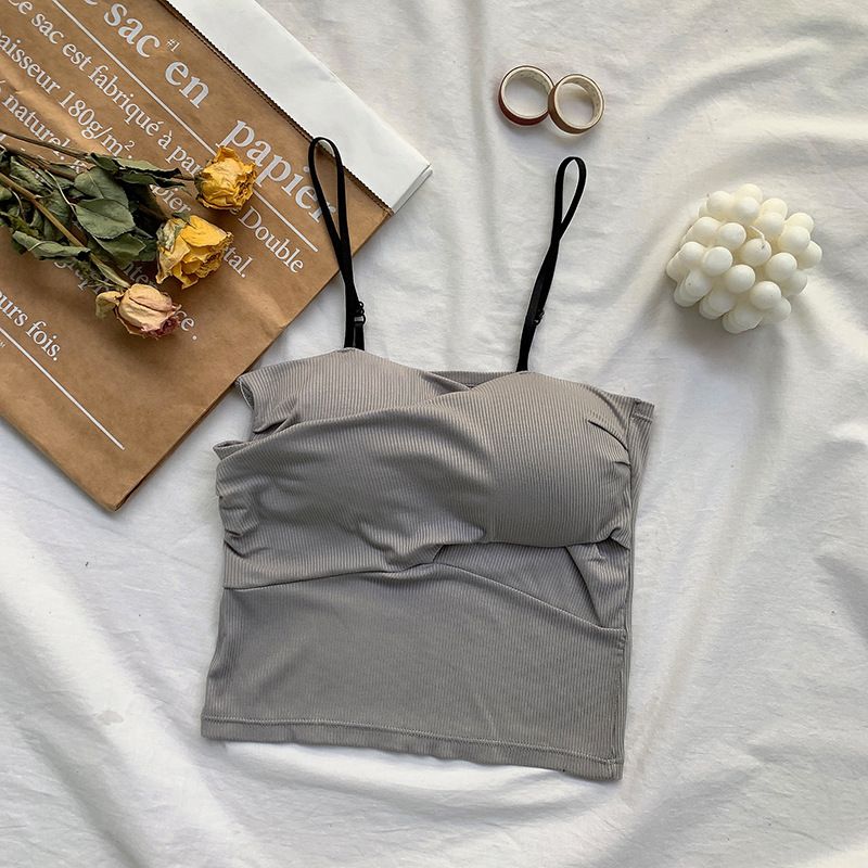 Internet celebrity thread cotton beautiful back, chest wrapping, strapless girl, student bra base, sports suspender,_voghion.com