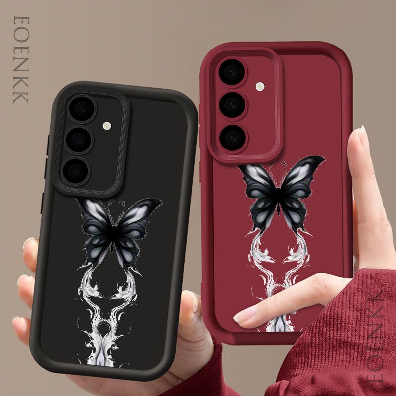 Weiche Silikonhülle mit Schmetterlingsdesign für Samsung Galaxy S21/S25/S24/S23/S22 /S20 5G/A34, sturz- und wasserdicht, langlebig und stilvoll_voghion.com
