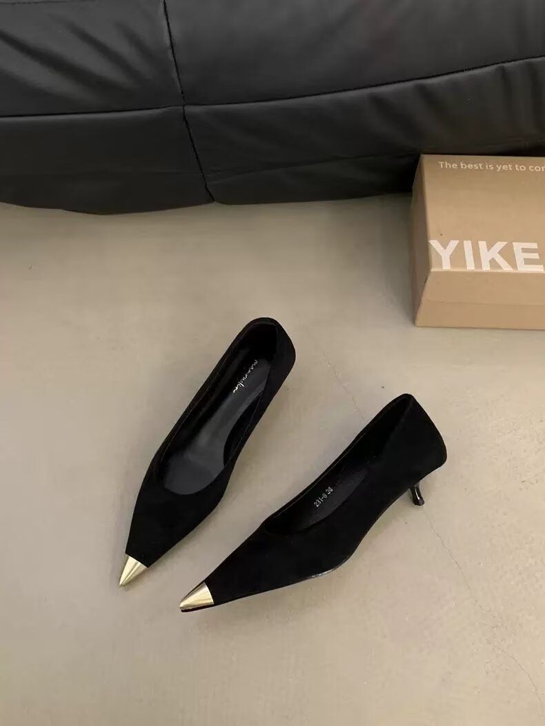 Scarpe da donna con tacco a spillo, tacco a spillo, tacco alto, stile gattino, stile francese, scarpe con gonna profumata_voghion.com
