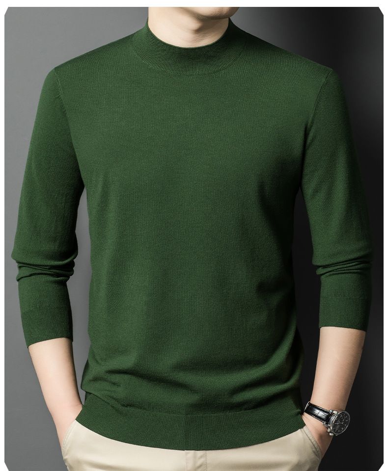 Herren-Kammgarnpullover – Dicker Strickpullover mit halbhohem Kragen für Herbst & Winter (Kamel/Beigegrau/Stahlgrau/Schwarz_voghion.com