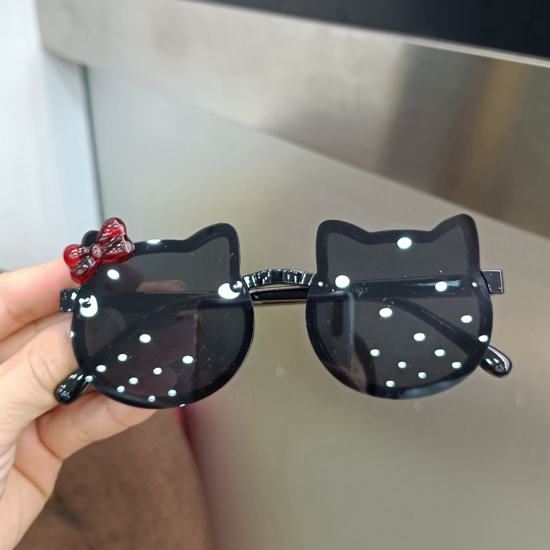 Sommer Kinder Nette Kitty Sonnenbrille Acryl Bogen Outdoor UV Schutz Sonnenbrille Baby Mädchen Klassische Kinder Junge UV400_voghion.com