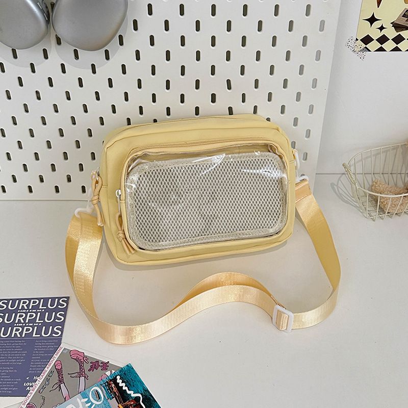 Borsa a tracolla piccola, versatile e casual, per donna, con tracolla trasparente e distintivo per dolore da ragazza_voghion.com