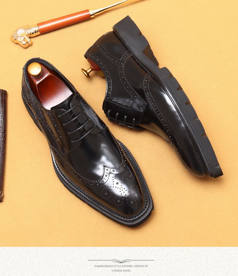 Erste Schicht Rindsleder Business Casual Herrenschuhe Britischer Stil geschnitzte Brogue Karree Doppelboden Außenhandel Abendgarderobe helle Lederschuhe_voghion.com