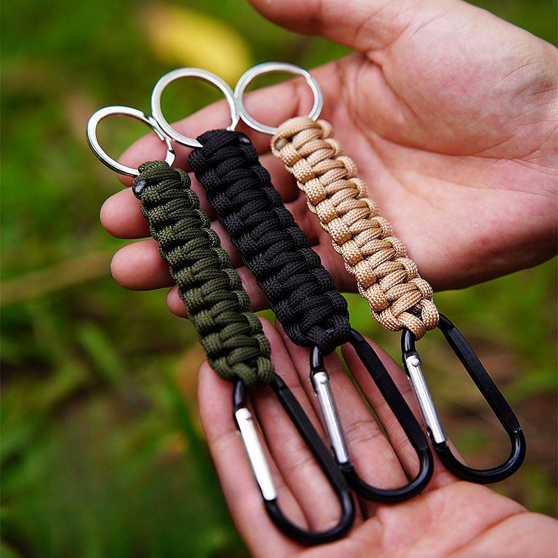 Survival Carabiner Seven-Core Paracord Handmade Keychain Outdoor Hiking Camping Picnic_voghion.com
