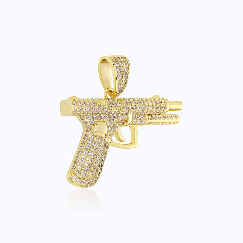 Collana con ciondolo a forma di pistola hip hop da uomo con zirconi cubici, pezzo alla moda per uomo, idea regalo unica, regalo di gioielli alla moda da uomo con mitragliatrice_voghion.com
