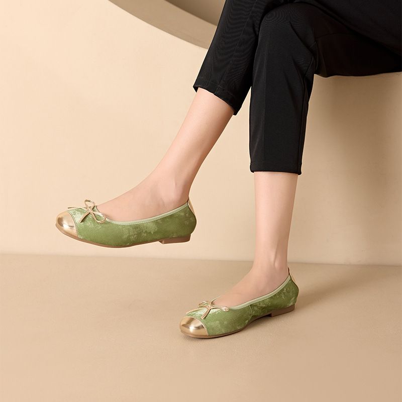 2024 Frühling Schaffell Single Damen Korean Edition Fliege Kleines Leder mit One Step, Big Bean Schuhe_voghion.com