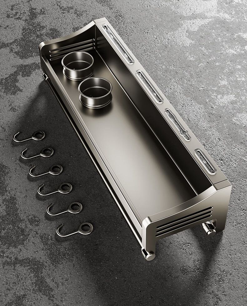 Four Seasons Muge Spice Edelstahl ohne Bohren Wandmontierter Küchenutensilien-Organizer Essstäbchenhalter Gun Grau Doppel_voghion.com