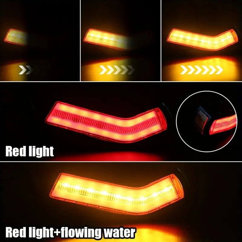 LED Side Marker Lights Turn Signal Lamp 2 Pcs For Truck Trailer Lorry Flowing Water Effect 12V 24V Universal Waterproof_voghion.com