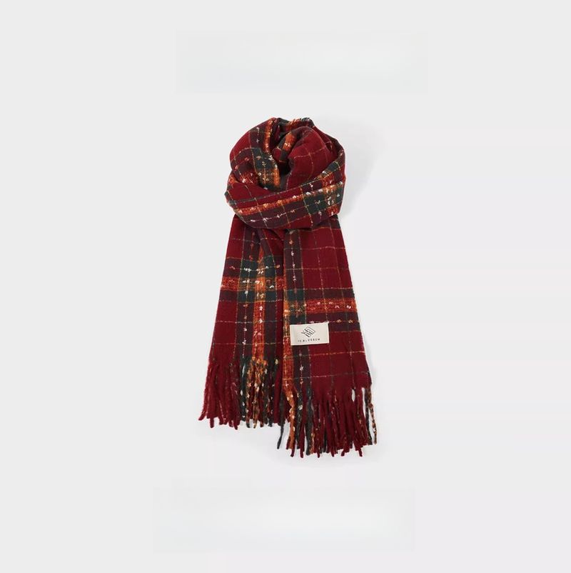 GOLDARTIST Sciarpa rossa Ankara da donna Borgogna 2025 Nuova sciarpa invernale Scialle atmosfera coreana_voghion.com