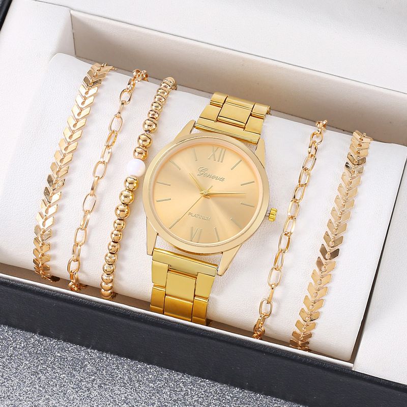 Novo relógio de quartzo, colar, pulseira, anel, brincos, joias requintadas, conjunto de quatro peças_voghion.com