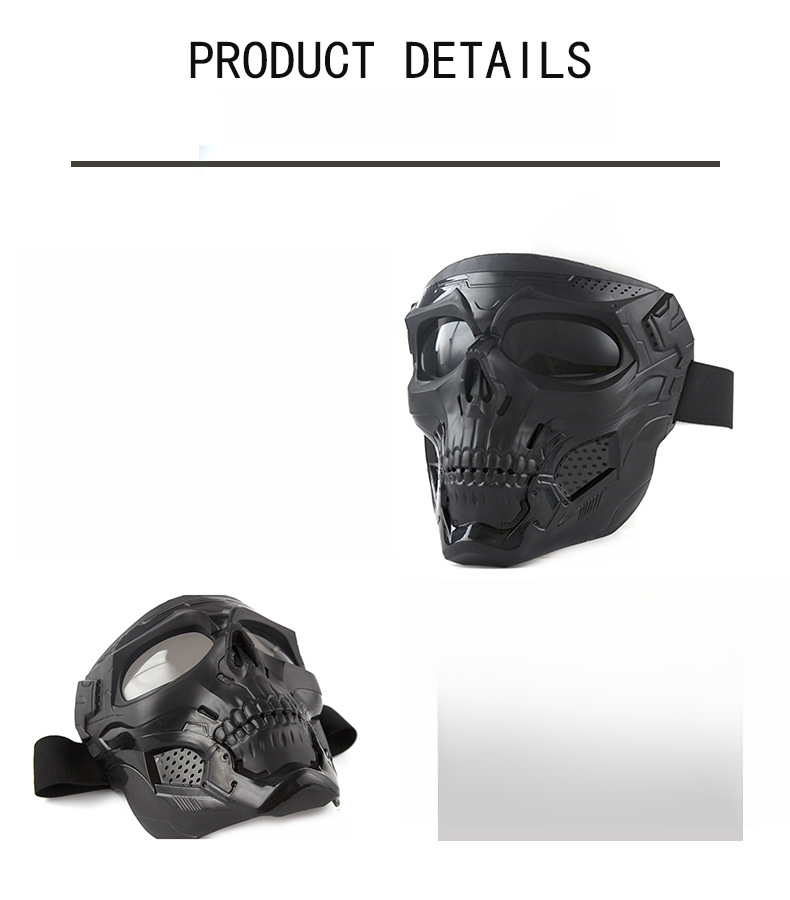 Casco da ciclismo antivento per esterni, maschera da scheletro antiproiettile per Halloween, accessorio horror per fan militari_voghion.com