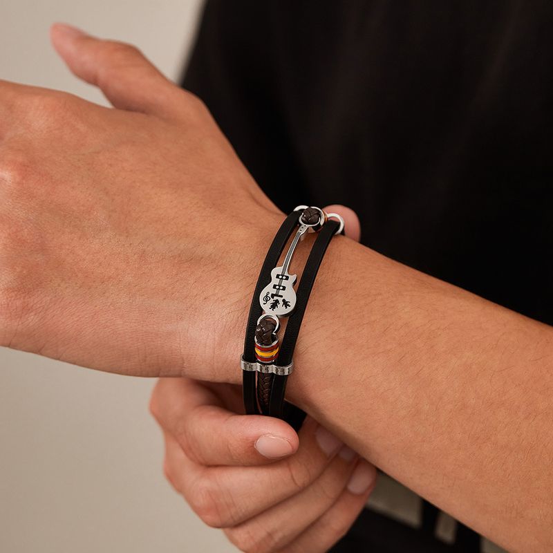 Men's Jewelry Punk Leather Bracelet Men's Guitar Bracelet Multi Layer Braided Bracelet Leather Rope Gift For Boyfriend_voghion.com