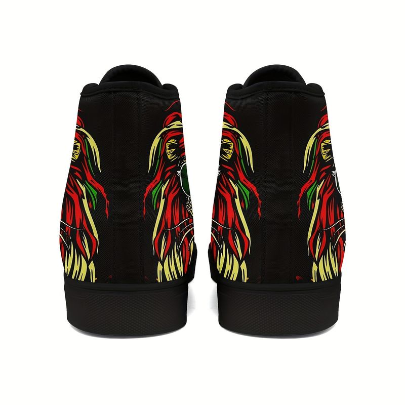 Baskets montantes pour homme motif lion avec lunettes : toile résistante, lacets confortables et antidérapants. Pour l'extérieur, la marche, le jogging et les voyages. Toutes saisons._voghion.com