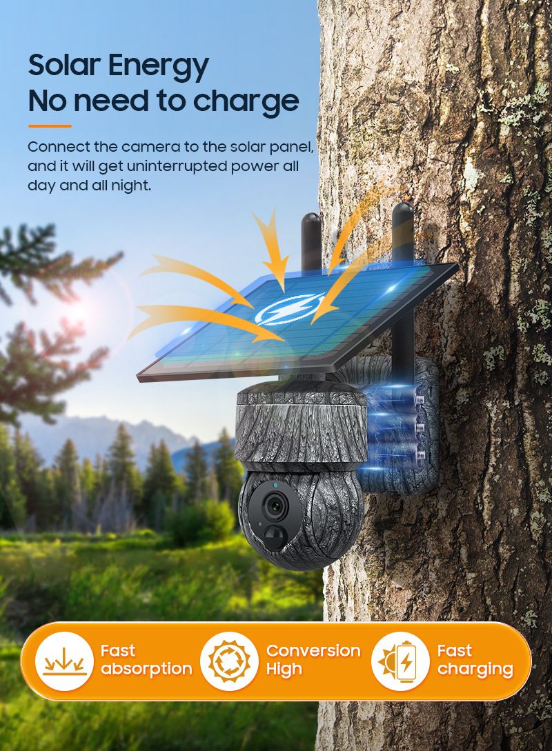 4G Solar Security Camera With WiFi, 4MP HD Color Night Vision, Camouflage Design, IP65 Waterproof, Outdoor Surveillance For Home & Hunting_voghion.com