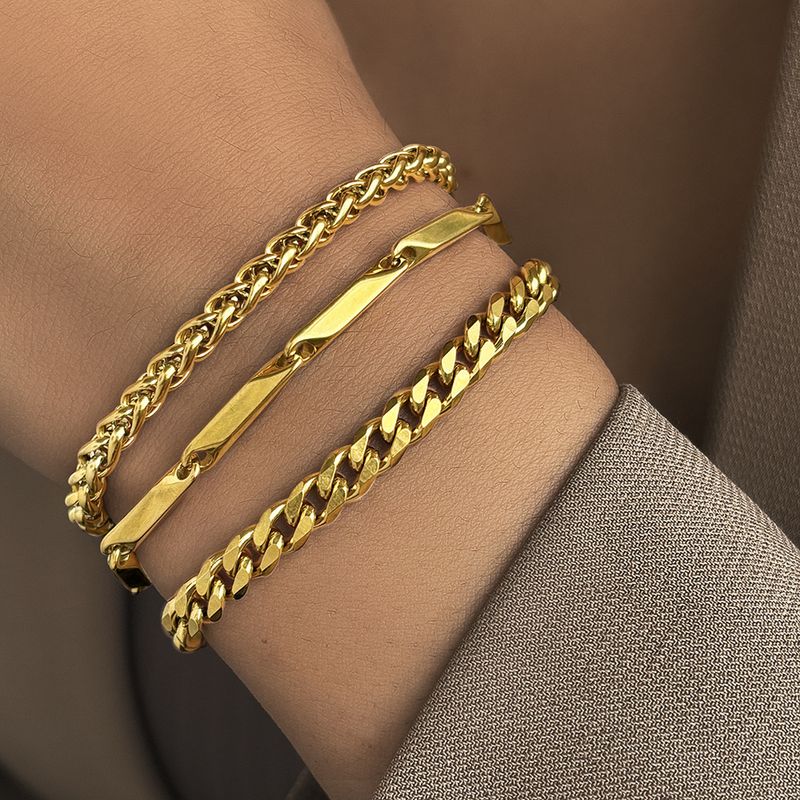 Ins Style Edelstahl Kubanisches Armband Vakuum Galvanisiertes Gold Nischendesign Mode Vielseitiger Titanstahlschmuck Für_voghion.com