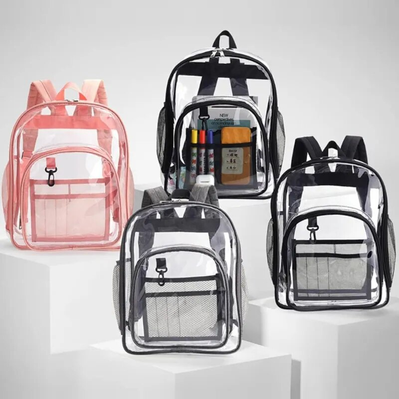 Borsa da scuola impermeabile per ragazza, di grande capacità, solida e trasparente, borsa in plastica trasparente alla moda da uomo_voghion.com