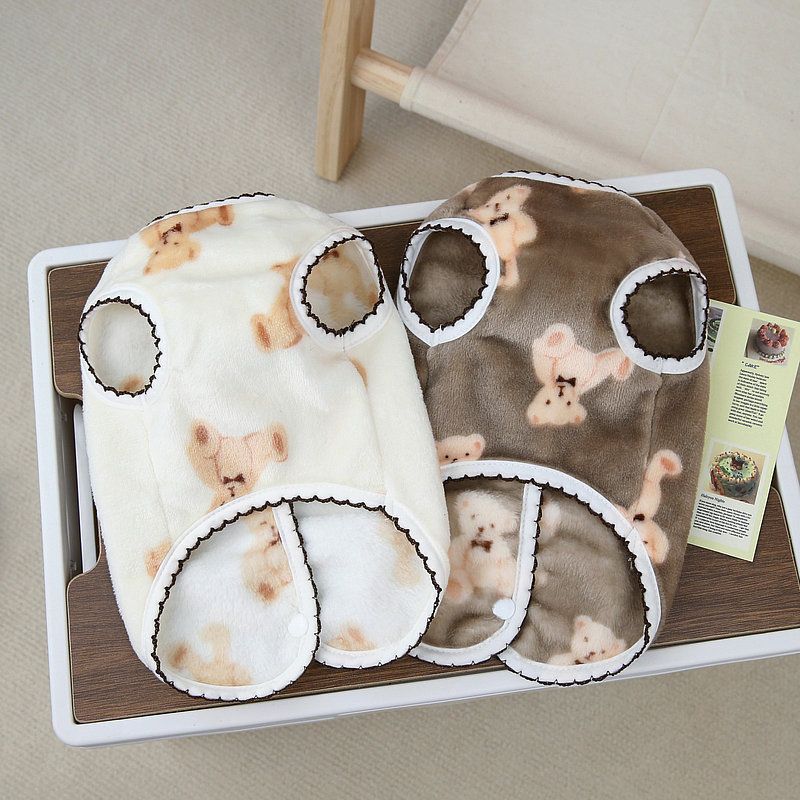 Autumn and Winter 2023 new dog clothes Crescent bear velvet vest Teddy Bomei cute pet dog clothes in stock_voghion.com