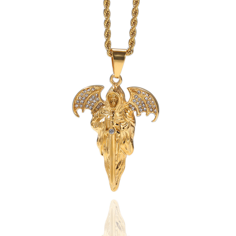 Men And Women's Jewelry - Hip Hop Stainless Steel Cross Pendant Necklace With 24-Inch Twisted Chain, Unique Gothic Design For Trendy Streetwear Look_voghion.com
