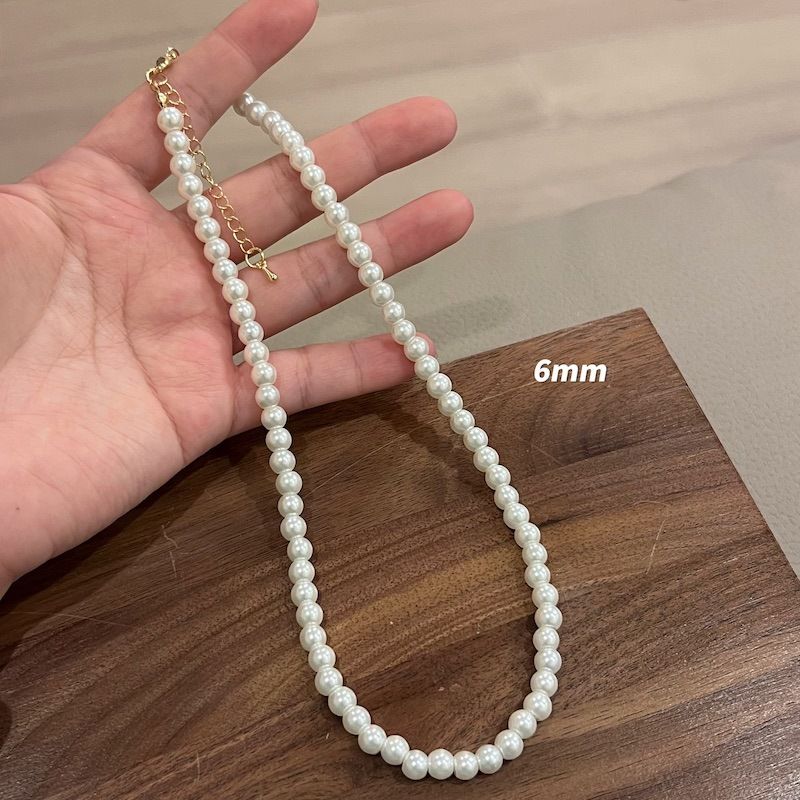 Round Silver Grey Pearl Ne, Shi Jia Quality Women's Collar Chain, Versatile Light Luxury Maillard Sweater Chain_voghion.com