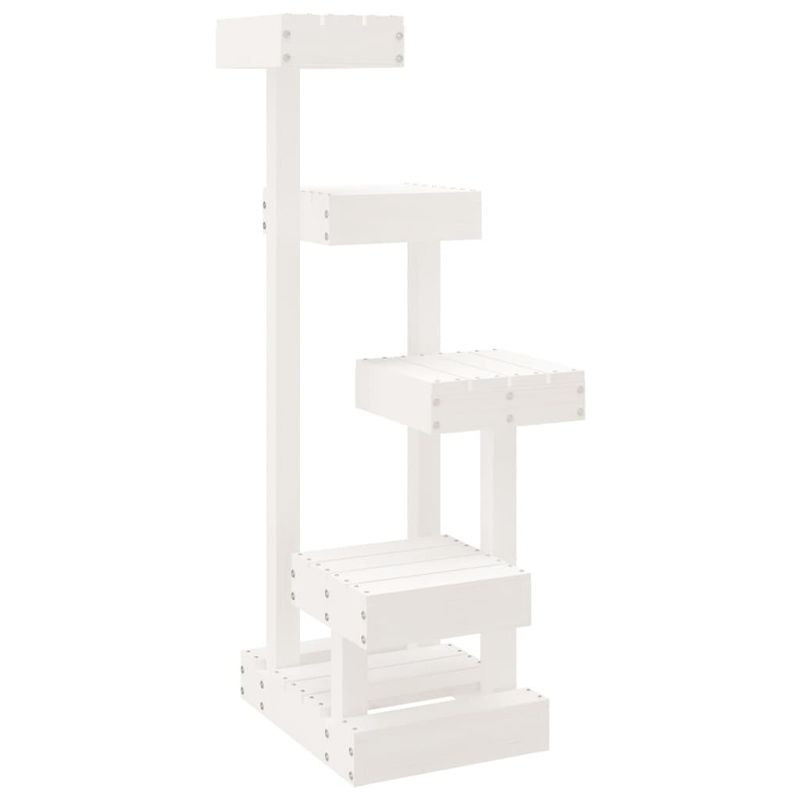 Cat Tree White 17.9"x19.3"x40.6" Solid Wood Pine_voghion.com