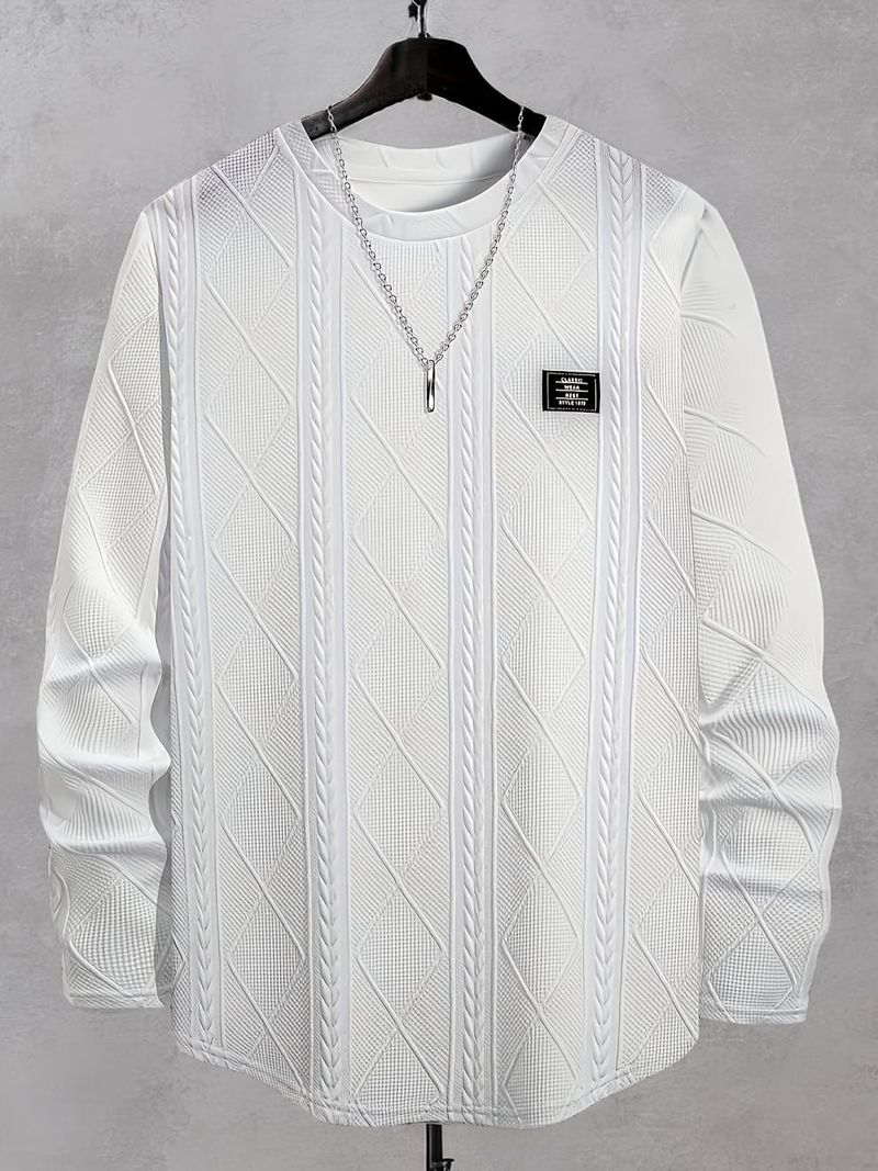 Herrenbekleidung Herren-Sweatshirt in Übergröße, Argyle-Muster, Stickerei-Stil, Übergrößen-Sweatshirt_voghion.com