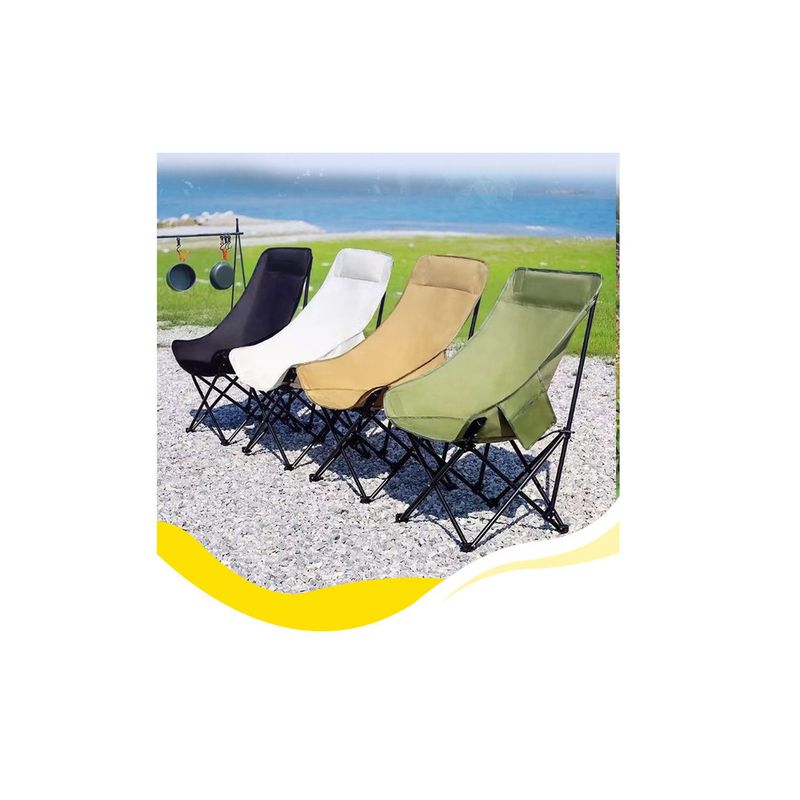 Silla de camping portátil con respaldo alto y plegable para viajes y ocio al aire libre Moon_voghion.com