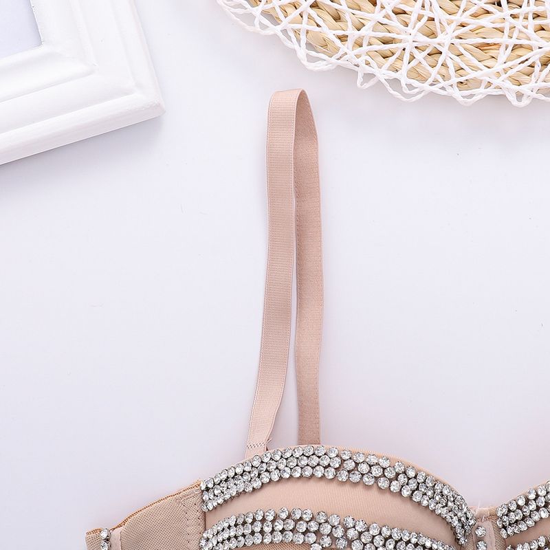 Damenbekleidung Perlenbesetztes Diamant-Tube-Top Fischgrätenmuster Formende Oberbekleidung BH-Stange Performance-Kleidung Geraffte, strapazierfähige Hosenträger Damentrend_voghion.com