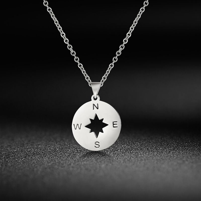 2025 New Arrivals Dreamtime, men's and women's hollow stainless steel accessories, hip-hop style jewelry, necklace pendant with compass,_voghion.com