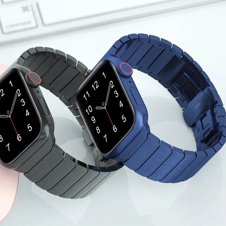 Lämplig för Apple Watch klockarmband i rostfritt stål Bamboo en pärla metall titanfärgad apple watch klockarmband_voghion.com