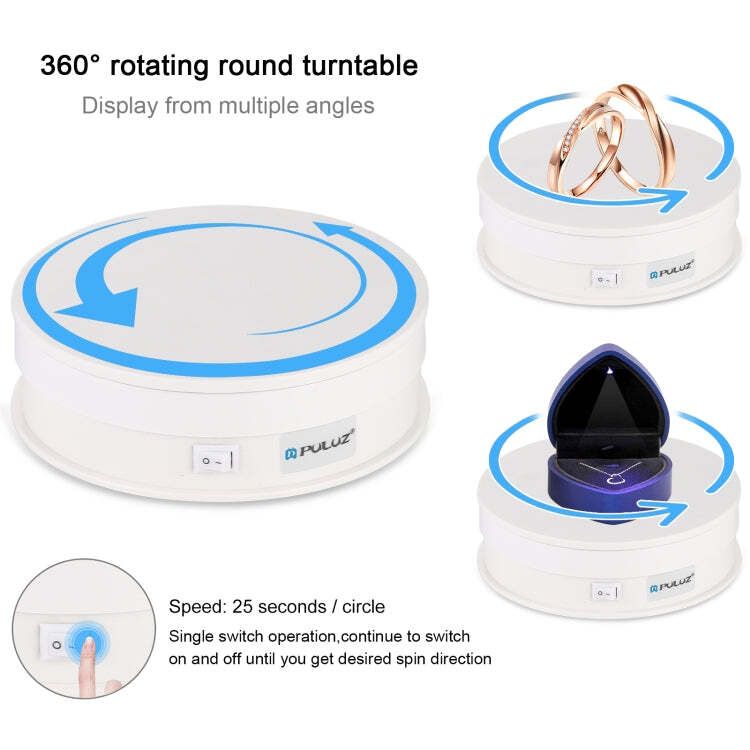 PULUZ 15cm USB Electric Rotating Turntable Display Stand Video Shooting Props._voghion.com