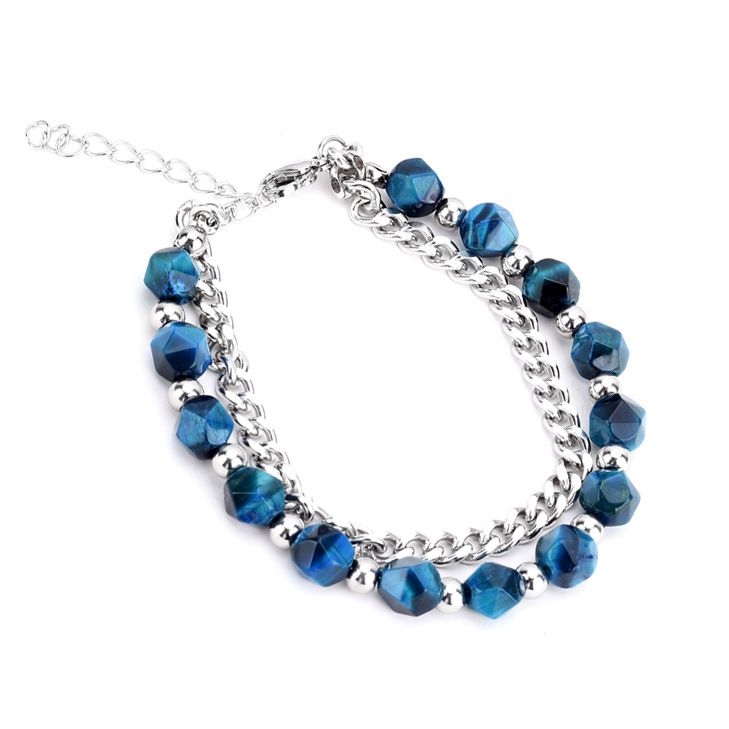 Zweifarbiges Eckperlenarmband aus Titanstahl mit Jade-Verzierung, doppellagig, elegant, hochwertig und edel, Unisex_voghion.com