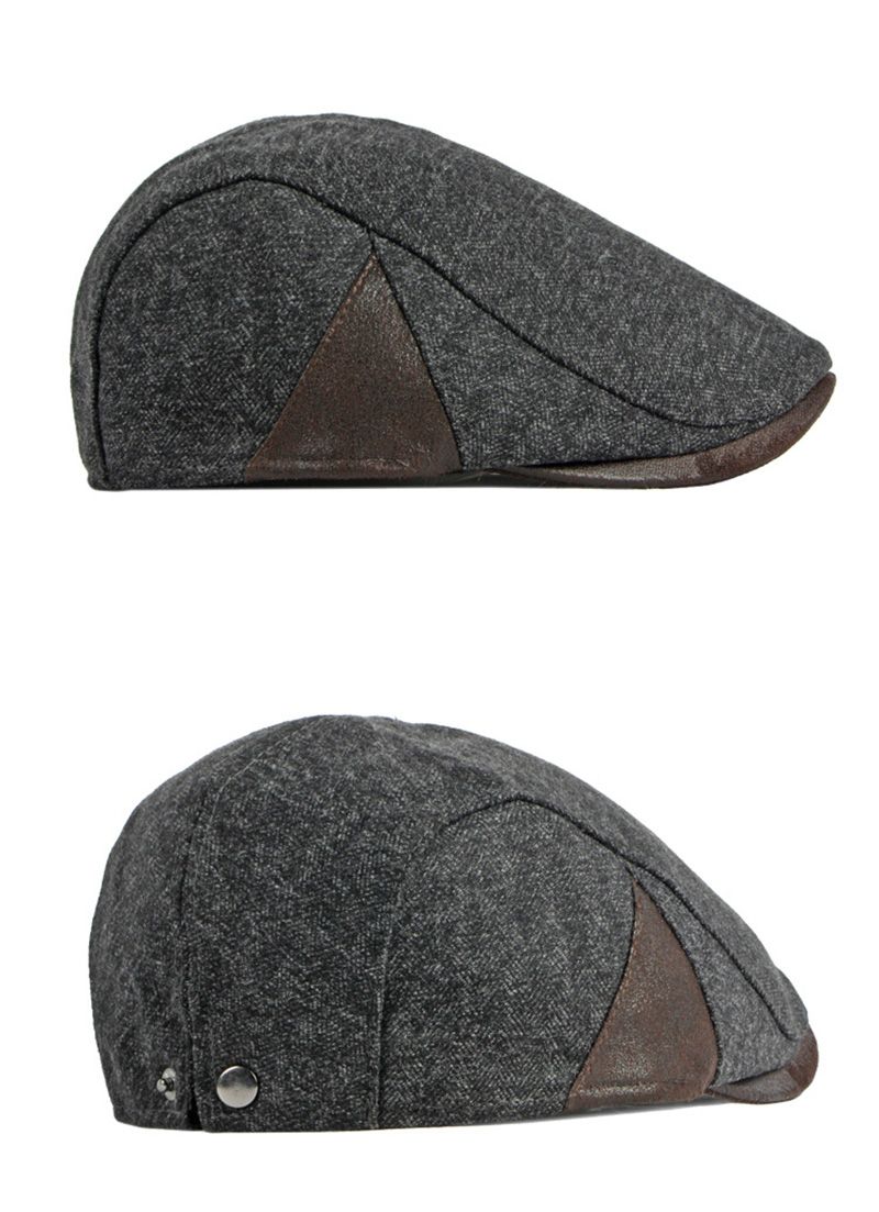 Mode Automne Béret Hommes Rétro Gavroche Ivy Plat Chevrons Bec De Canard Chapeau Peintre Réglable Gatsby Conduite Cabbie Casquette_voghion.com