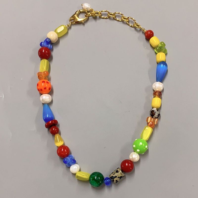 E-home's New Natural Pearl Mixed With Rainbow Necklace, Fashionable Collision Sweater, Collarbone Chain, CHOKER_voghion.com