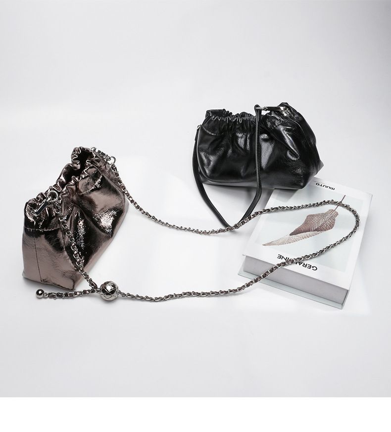 2024 Pop Little Golden Ball Chain Luxus Unterarm Cloud Fold Echtes Leder Knödel Damen Single Shoulder Crossbody_voghion.com
