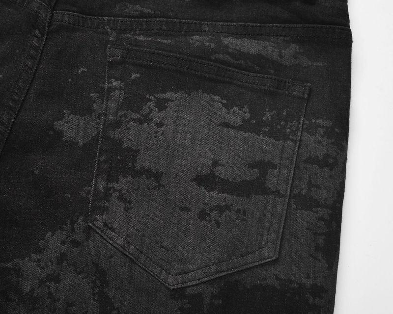 Jeans a gamba larga con motivo a stella a cinque punte, stile High Street, da uomo, lavati e larghi_voghion.com