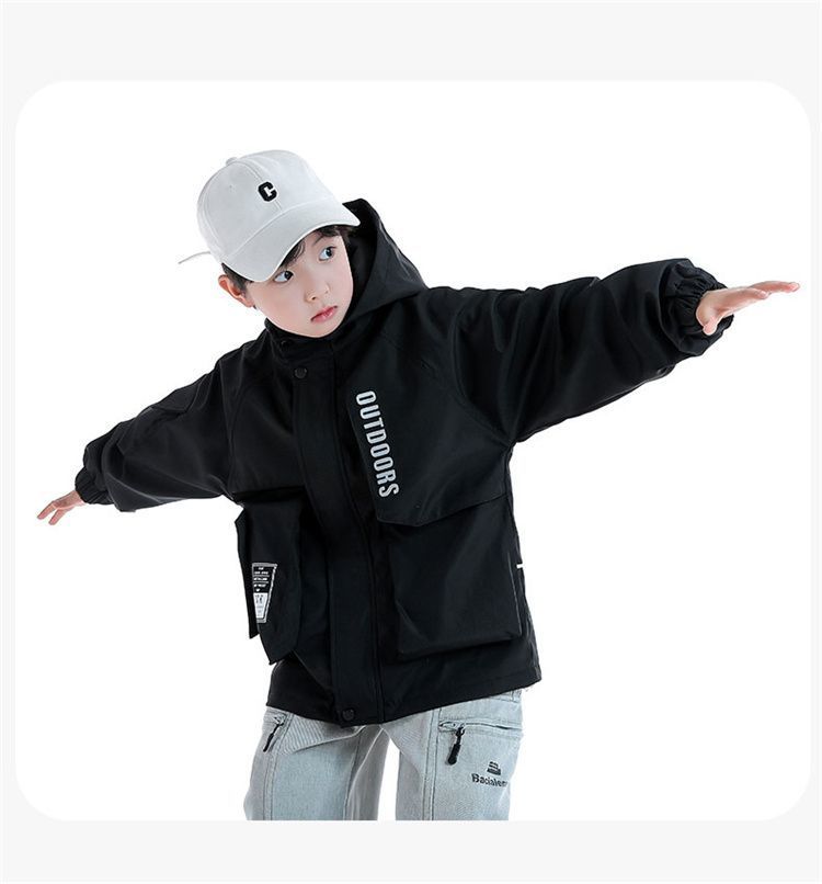 Boys' Windbreaker Spring And 2025 New Children's Big Kids Color Block Trench Coat Autumn Jacket Trendy_voghion.com