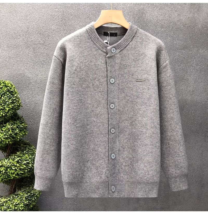 Suéter de punto para hombre, otoño e invierno. Cárdigan de punto para hombre, color liso, abierto al frente, para otoño e invierno (negro, caqui, gris)._voghion.com
