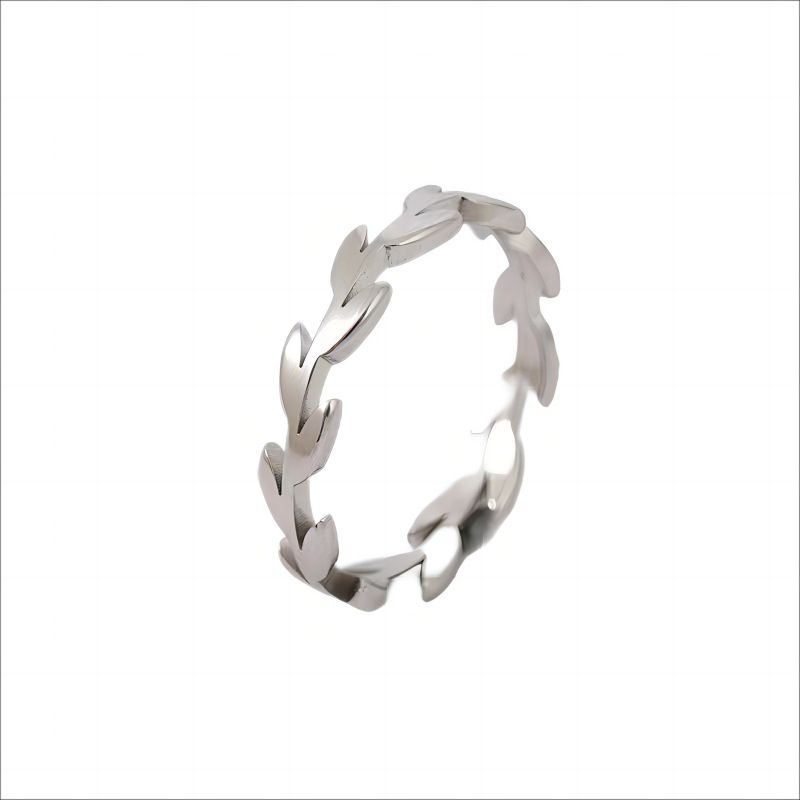 Nuovo stile coreano e giapponese, semplice spiga di grano a foglia fresca per donna, impilabile, personalità alla moda, acciaio al titanio_voghion.com