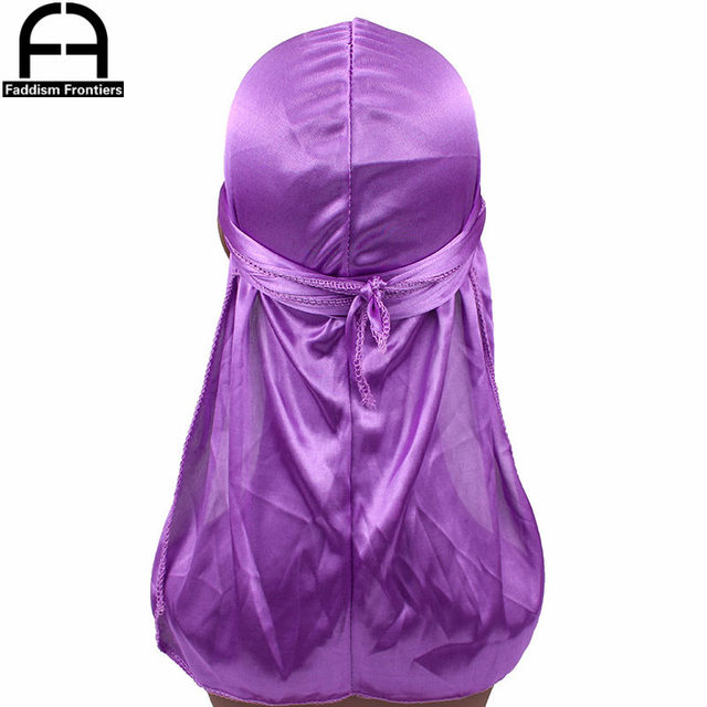 Unisex Damen Herren Seide Durag Turban Hut Perücken Biker Kopfbedeckung Stirnband Haarschmuck Lange Schwanzriemen Bandanas Seidige Durags_voghion.com
