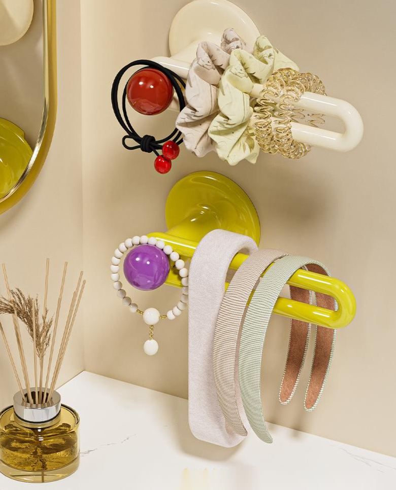 Krawatten-Organizer-Rack, Badezimmer-Accessoires, Clips, Gummibänder, Haarseile, Haken, lochfreie Schmuckaufbewahrung, magisches Werkzeug_voghion.com