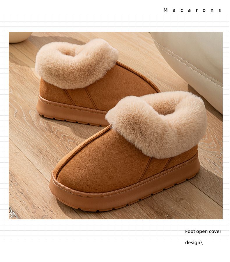 Herbst und Winter Plüsch Baumwollschuhe gute warme Zuhause verdickte wollige wasserdichte Paar High-Top Baumwollpantoffeln_voghion.com