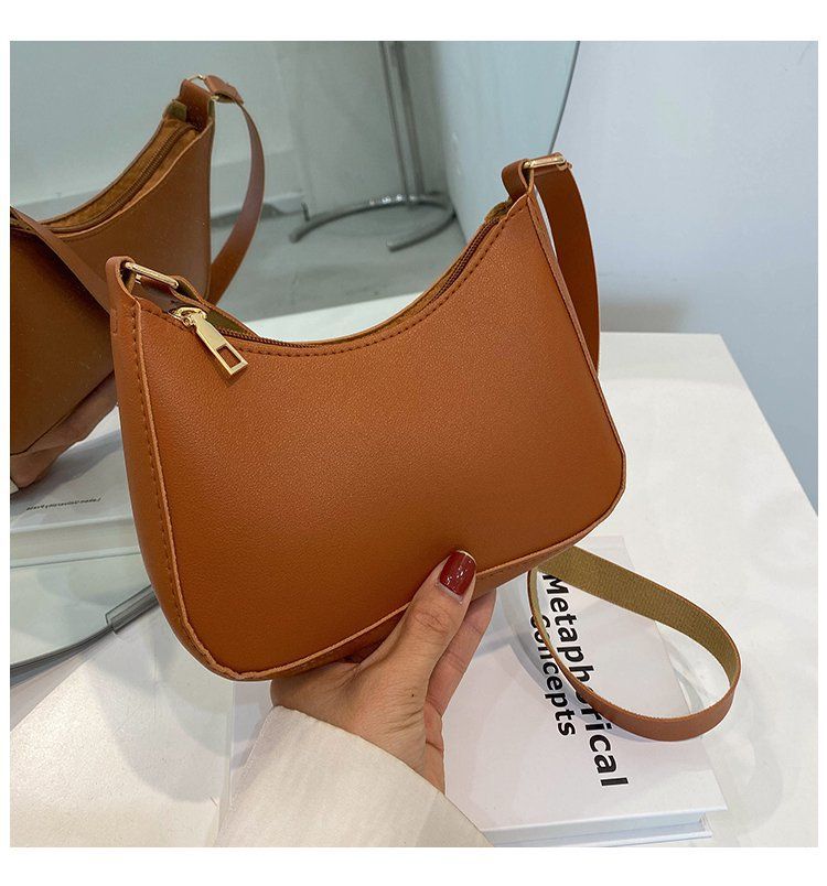 Borsa a tracolla sotto le ascelle in pelle PU tinta unita retrò Borse alla moda da donna Borse hobo casual e borsetta da donna_voghion.com