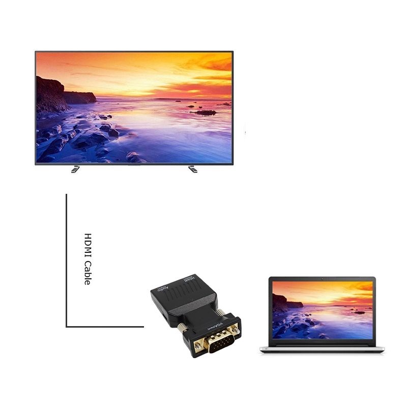 Adaptér HD 1080P VGA na HDMI kompatibilní s audiom pro PC, notebook, HDTV, projektor, HDMI na VGA_voghion.com