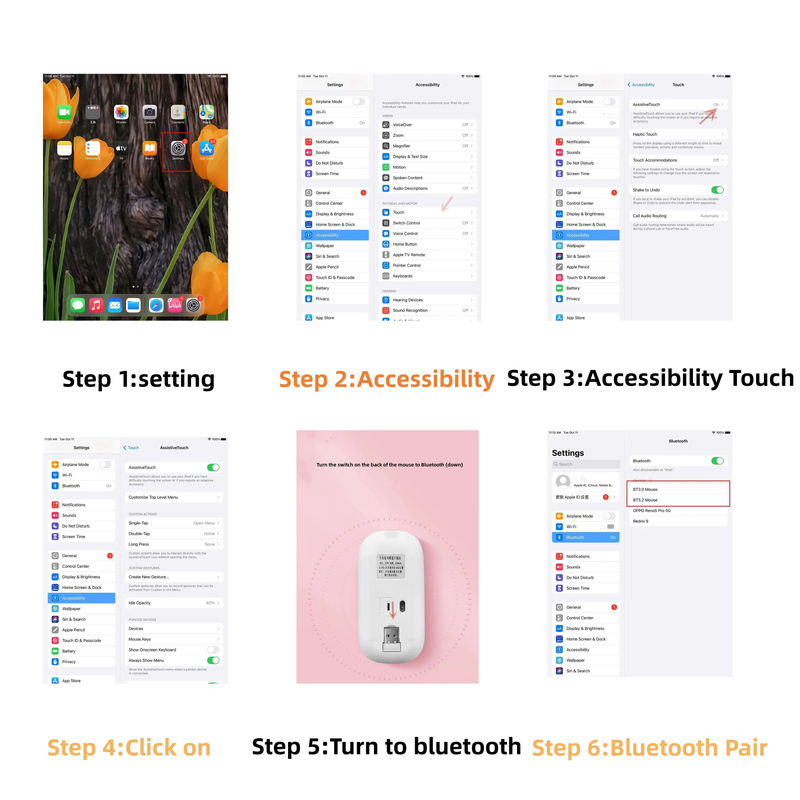 Tablet Telefon Computer Bluetooth Drahtlose Maus Wiederaufladbare RGB Hintergrundbeleuchtung Mäuse Für IPad PC Laptop Tablet Telefon 2,4 GHz USB Maus_voghion.com